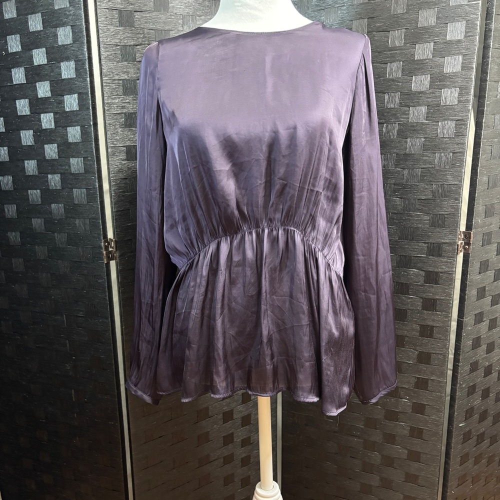 Zara Basic Satin Blouse Womens S Plum Dark Fairy Whimsigoth Office